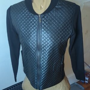 Cynthia Rowley Black Quilted Bomber Jacket